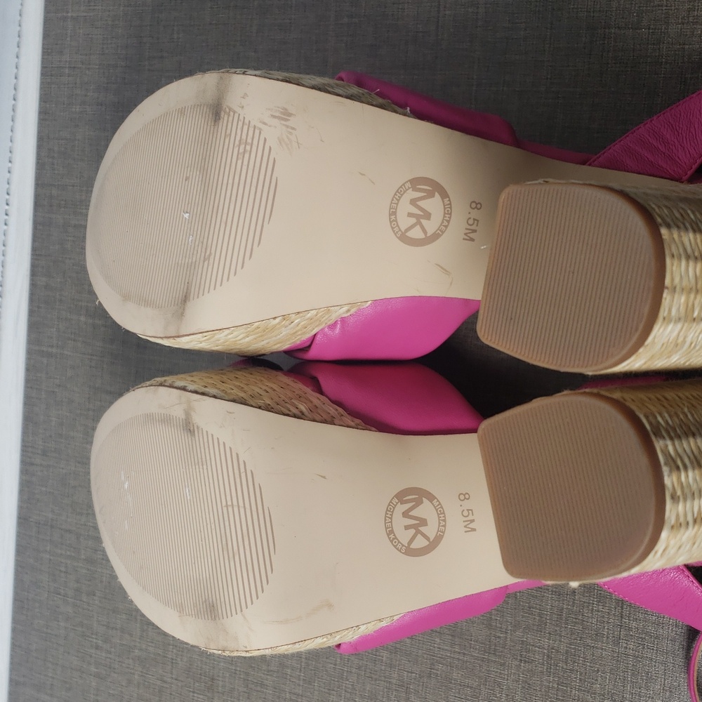 Michael Kors‎ Sadie Pink  Leather Bow Platform Sandals - SZ 8.5 - NWOT - Picture 11 of 11